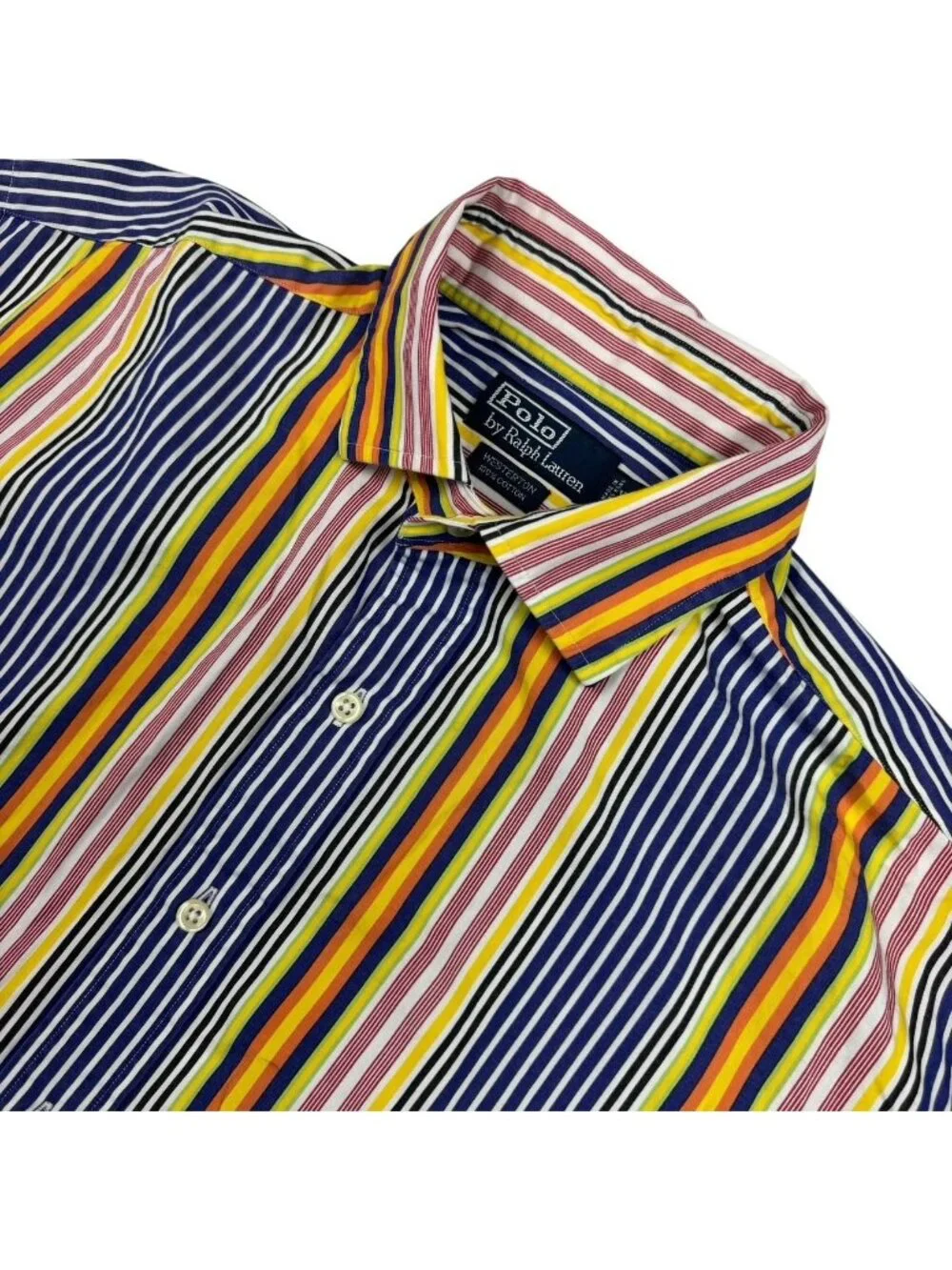 VTG Polo Ralph Lauren Westeron Men's Button Shirt Multicolor Stripe • XL